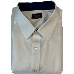 UNTUCKit Men's XL‎ Tall Slim White Long Sleeve Dress Shirt Cotton Navy Blue Flip